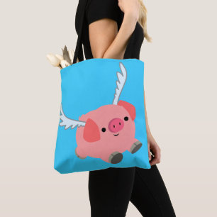 Cute Winged Cartoon Pig Draagtas