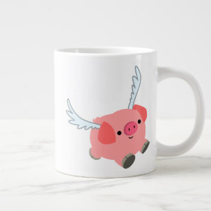 Cute Winged Cartoon Pig Extra Grote Beker