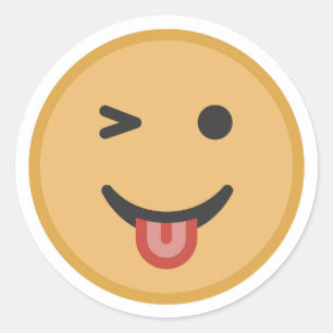Cute Wink Emoji Face Ronde Sticker