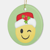 Cute Winking Kerstmis Emoji Holiday Ornament (Links)