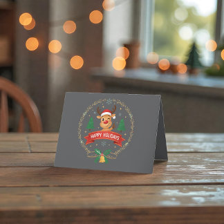 Cute Winking Reindeer Happy Holidays Christmas Car Bedankkaart