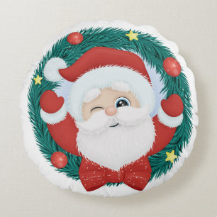 Cute Winking Santa Rond Kussen