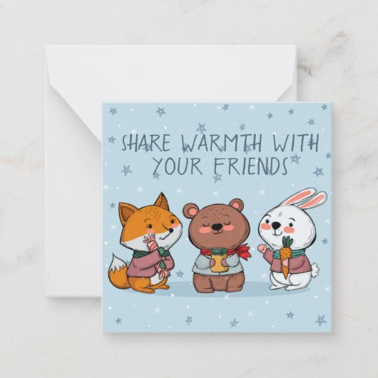 Cute Winter Animals Notitiekaartje (Voorkant)