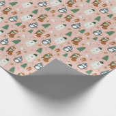 Cute Winter Animals Pattern Kerstmis Cadeaupapier (Hoek)