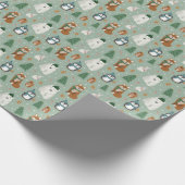 Cute Winter Animals Pattern Kerstmis Cadeaupapier (Hoek)