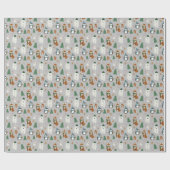 Cute Winter Animals Pattern Kerstmis Cadeaupapier (Vlak)