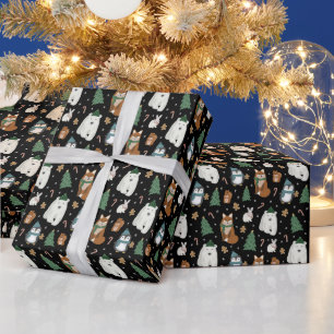 Cute Winter Animals Pattern Kerstmis Cadeaupapier