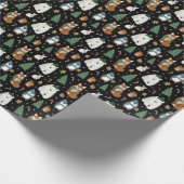 Cute Winter Animals Pattern Kerstmis Cadeaupapier (Hoek)