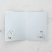 Cute Winter Animals Soft Blue Arctic Feestdagen Kaart (Binnen)