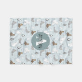 Cute Winter Arctic Animals Blue Monogram Kinder Fleece Deken (Voorkant (Horizontaal))