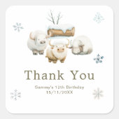 Cute Winter Arctic Cow Birthday Vierkante Sticker (Voorkant)