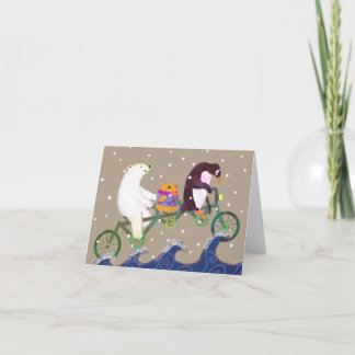 Cute Winter Bear and Animal Friends Holiday Card Bedankkaart
