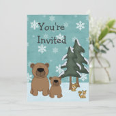 Cute Winter Bears Woodland Baby shower Invitation (Debout devant)