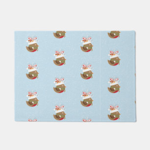 Cute Winter Bird Holiday Design Kerstmis Deurmat