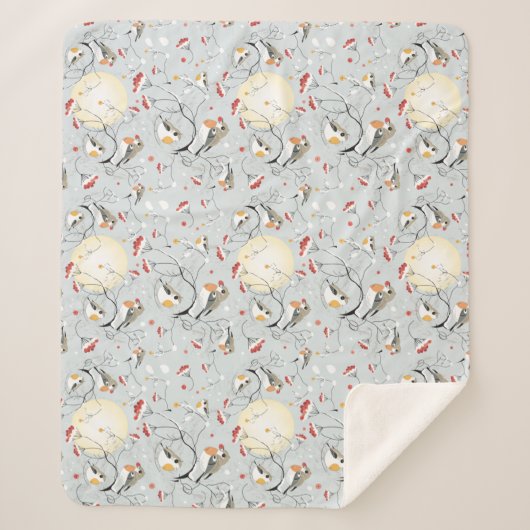 Cute Winter Birds Sherpa Deken (Voorkant)