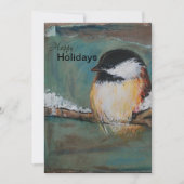 Cute Winter Black Capped Chickadee Holiday Card Feestdagenkaart (Voorkant)
