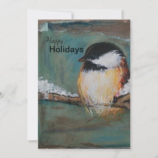Cute Winter Black Capped Chickadee Holiday Card Feestdagenkaart (Voorkant)