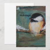 Cute Winter Black Capped Chickadee Holiday Card Feestdagenkaart (Voorkant / Achterkant)