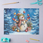 Cute Winter Blue Christmas Snowman Tissuepapier (Craft)