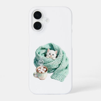 Cute Winter Cat Cozy Coffee Personalized iPhone 16 iPhone 16 Hoesje