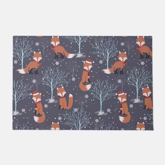 Cute Winter Fox Deurmat (Voorkant)