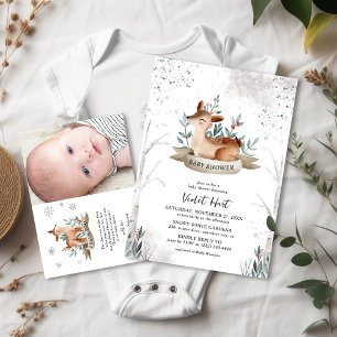 Cute Winter Herten Baby Shower Kaart