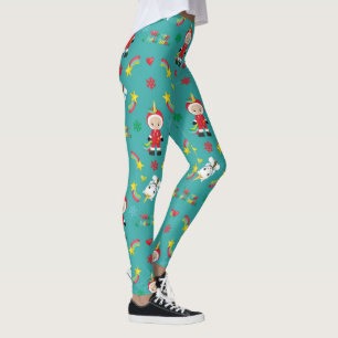 Cute Winter Holiday Rainbow Unicorn Kerstmis Leggings