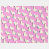 Cute Winter Ice Schaatsen Pattern in Playful Roze Fleece Deken (Voorkant (Horizontaal))