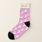 Cute Winter Ice Schaatsen Pattern Pink Personalize Sokken (Links - buitenkant)