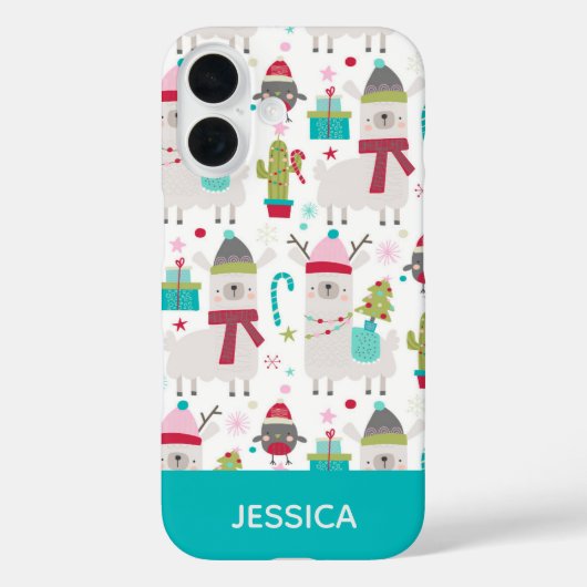 Cute Winter Kerstmis Llama Pattern Personalized Case-Mate iPhone Case (Achterkant)