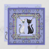 Cute Winter Kitty Chat Anniversaire Invitation ~ F (Devant / Derrière)