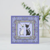 Cute Winter Kitty Chat Anniversaire Invitation ~ F (Debout devant)