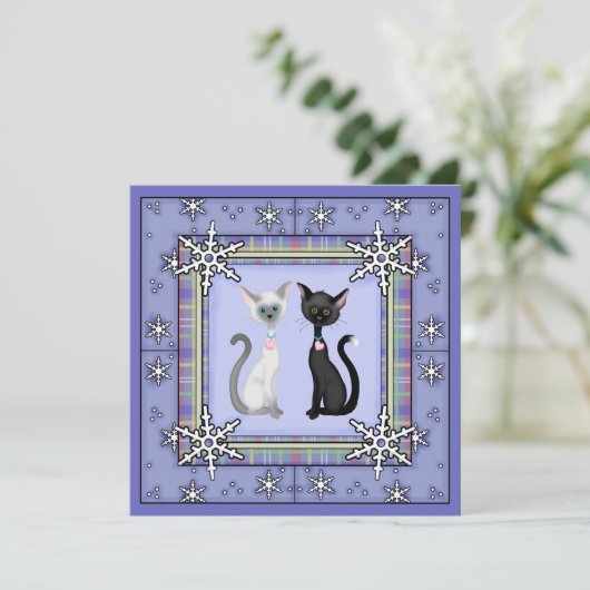 Cute Winter Kitty Chat Anniversaire Invitation ~ F (Debout devant)