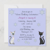 Cute Winter Kitty Chat Anniversaire Invitation ~ F (Dos)