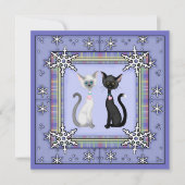 Cute Winter Kitty Chat Anniversaire Invitation ~ F (Devant)