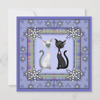 Cute Winter Kitty Chat Anniversaire Invitation ~ F