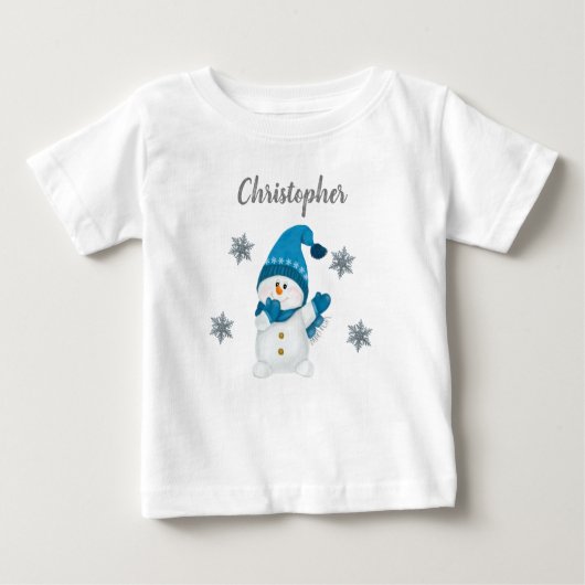 Cute Winter Little Snowman Snowflakes Baby Boy (Voorkant)