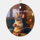 Cute Winter Mouse Drink thee Keramisch Ornament (Links)