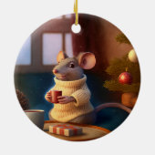 Cute Winter Mouse Drink thee Keramisch Ornament (Achterkant)