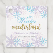 Cute Winter Onederland 1st Birthday Snowflakes Bedankjes Labels (Voorkant)