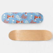 Cute Winter Oranje Fox Mountains Leaf Pattern Skateboard (Horizontaal)