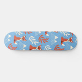Cute Winter Oranje Fox Mountains Leaf Pattern Skateboard (Horizontaal)