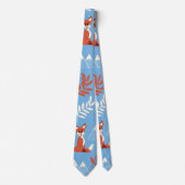 Cute Winter Oranje Fox Mountains Leaf Pattern Stropdas (Voorkant)