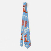 Cute Winter Oranje Fox Mountains Leaf Pattern Stropdas (Achterkant)