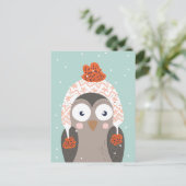 Cute Winter Owl briefkaart (Staand voorkant)