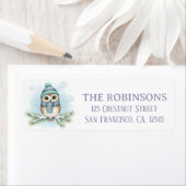 Cute Winter Owl Snow Return Address Label (Insitu)