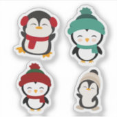 Cute Winter Penguin Kawaii Sticker Set (Voorkant)