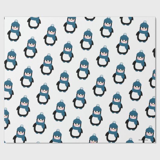Cute Winter Penguin Pattern Wrapping Paper Cadeaupapier (Vlak)