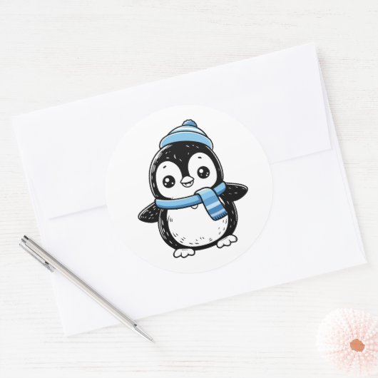 Cute Winter Penguin Sticker | Penguin with Hat (Envelop)