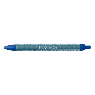 Cute Winter Penguins Design Voeg naam toe Blauwe Inkt Pen